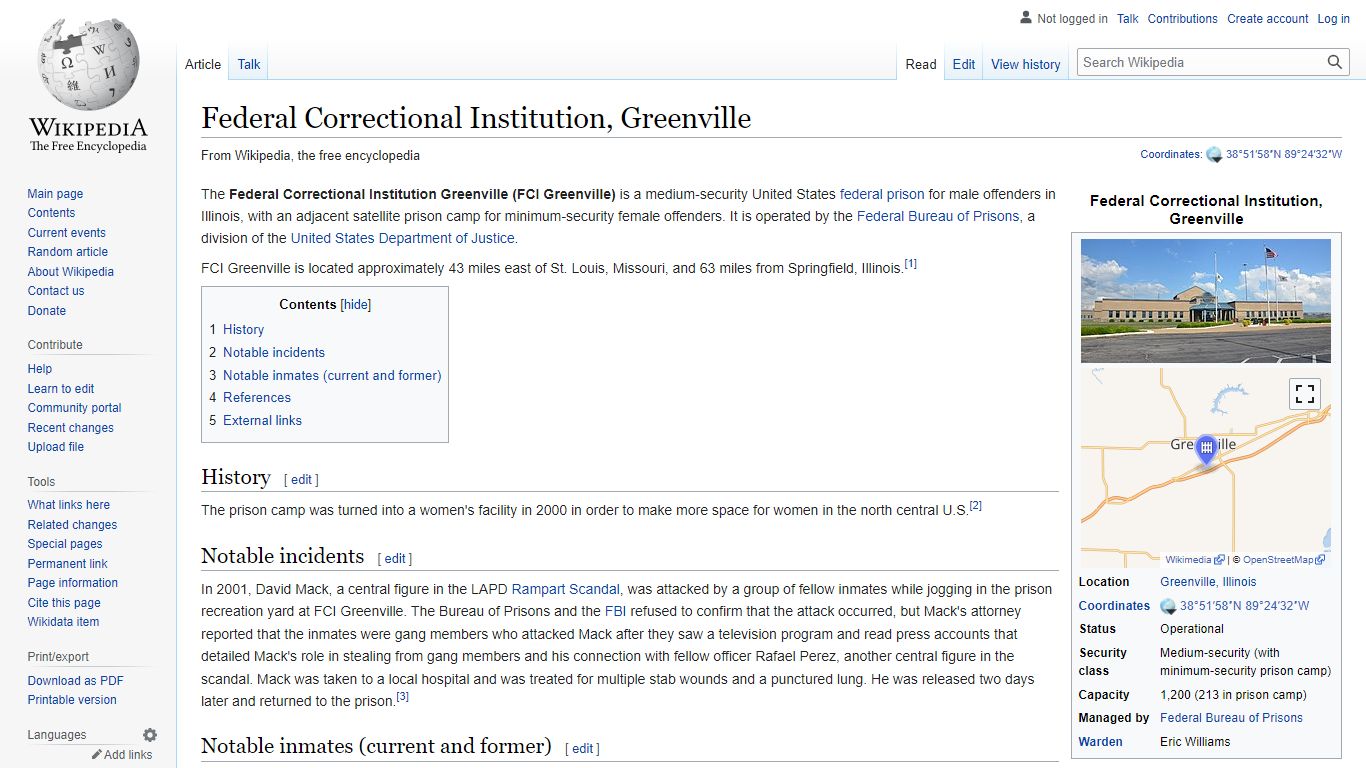 Federal Correctional Institution, Greenville - Wikipedia