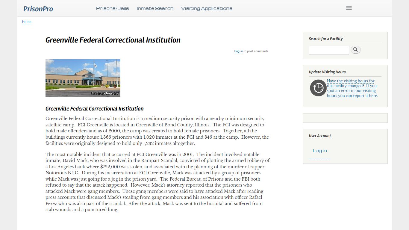 Greenville Federal Correctional Institution - PrisonPro