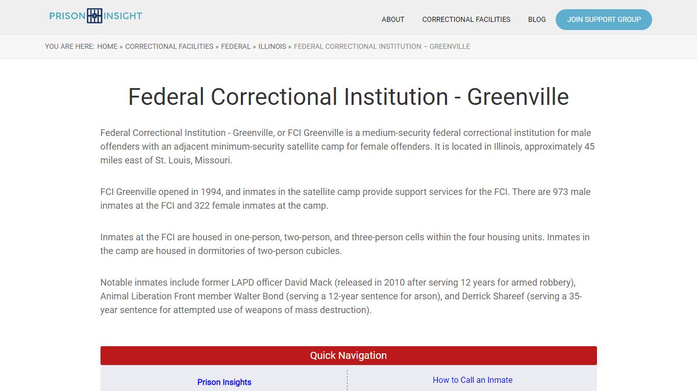 Federal Correctional Institution – Greenville - Prison Insight