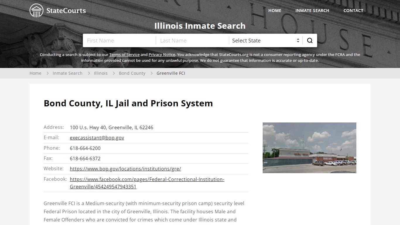 Greenville FCI Inmate Records Search, Illinois - StateCourts